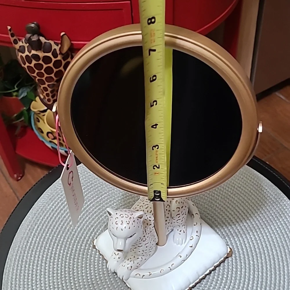 C. WONDER Gold and White Leopard Vanity Mirror